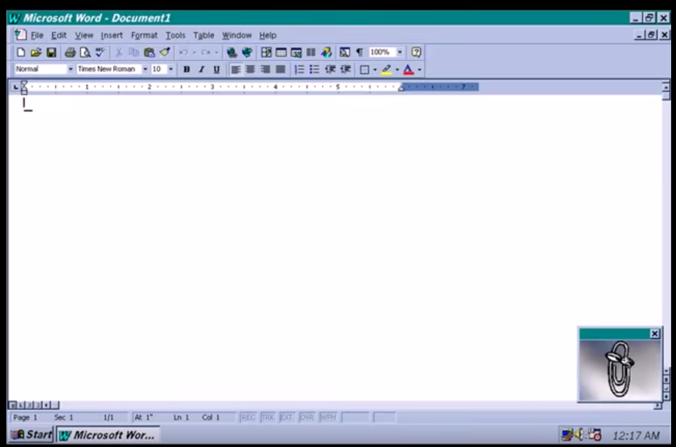 Figure 44: The office assistant “Clippy” of Microsoft Office 97 on Windows 95; https://youtu.be/E7DmNcQAnKI