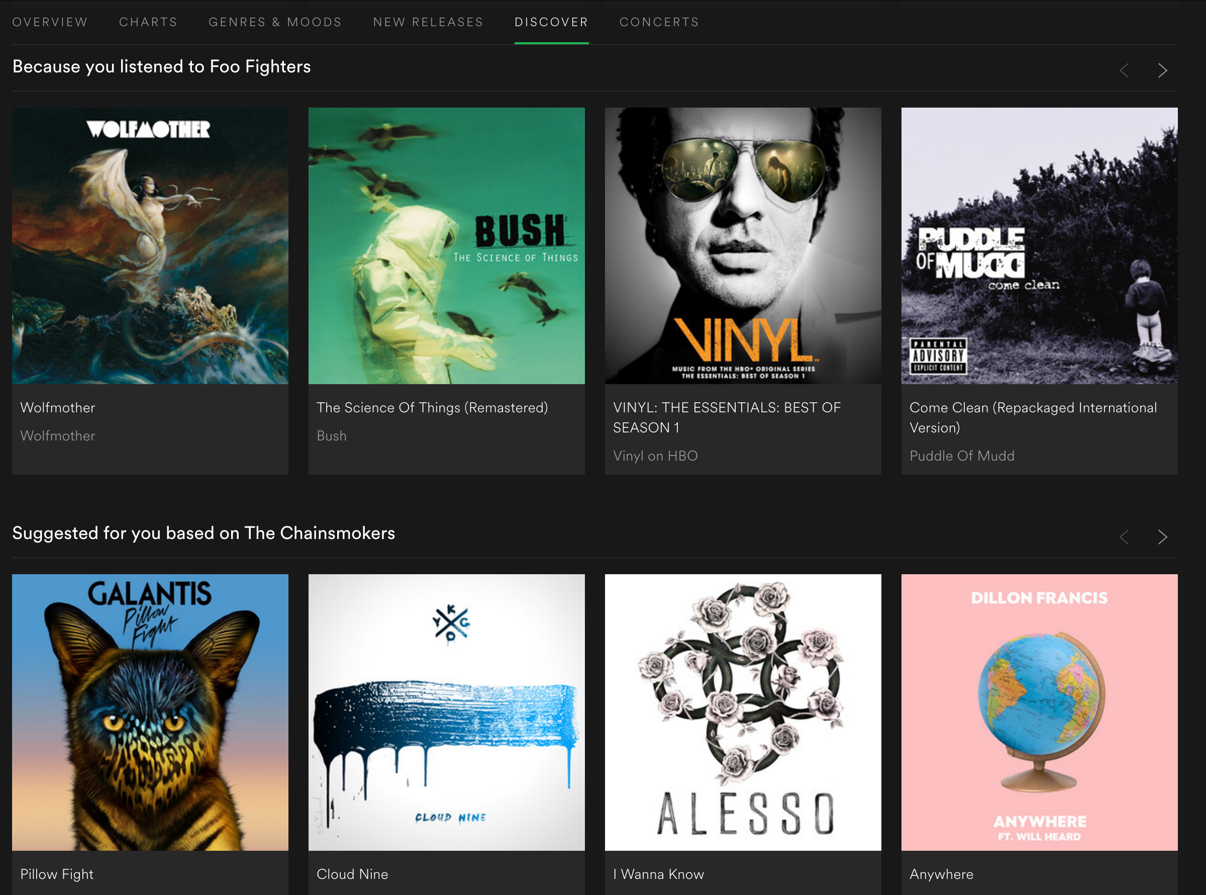 Figure 62: Spotify providing context to recommendations