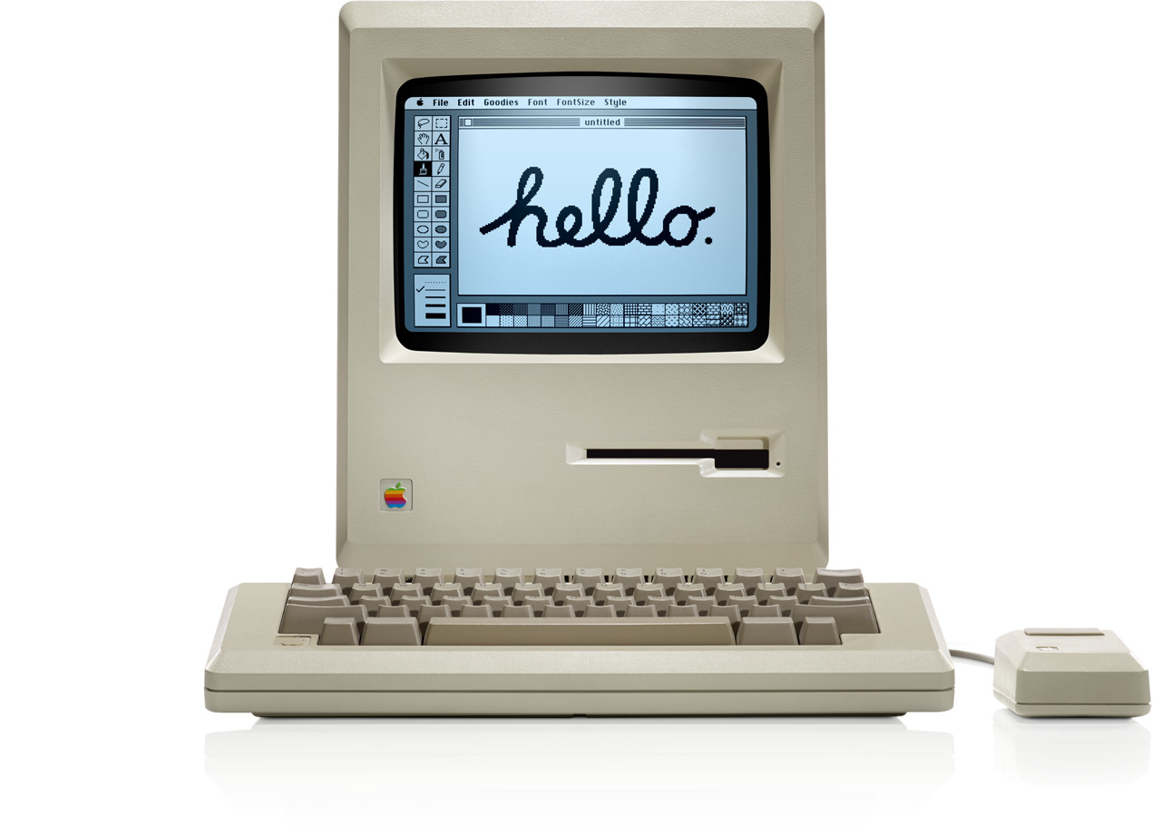 Figure 4: The iconic “hello” screen on the 1984 Macintosh from Apple.