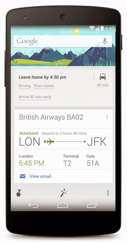 Figure 20: Google Now on Android with additional information provided to a flight.