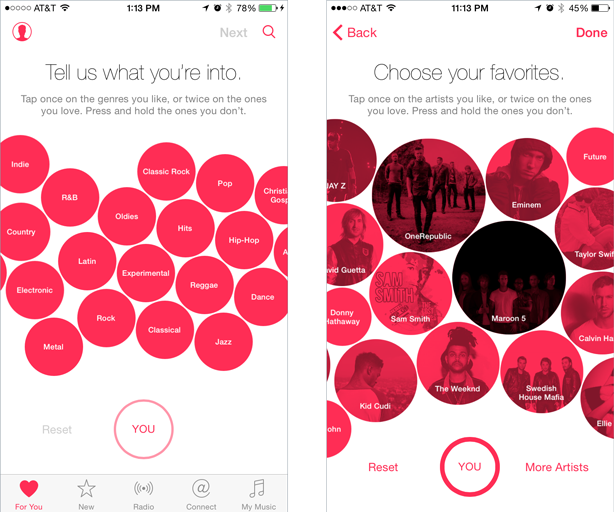 Figure 39: Onboarding process, first time experience of Apple Music
